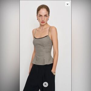 NWT Reformation Genevieve Top Beige and black check - Size 6
